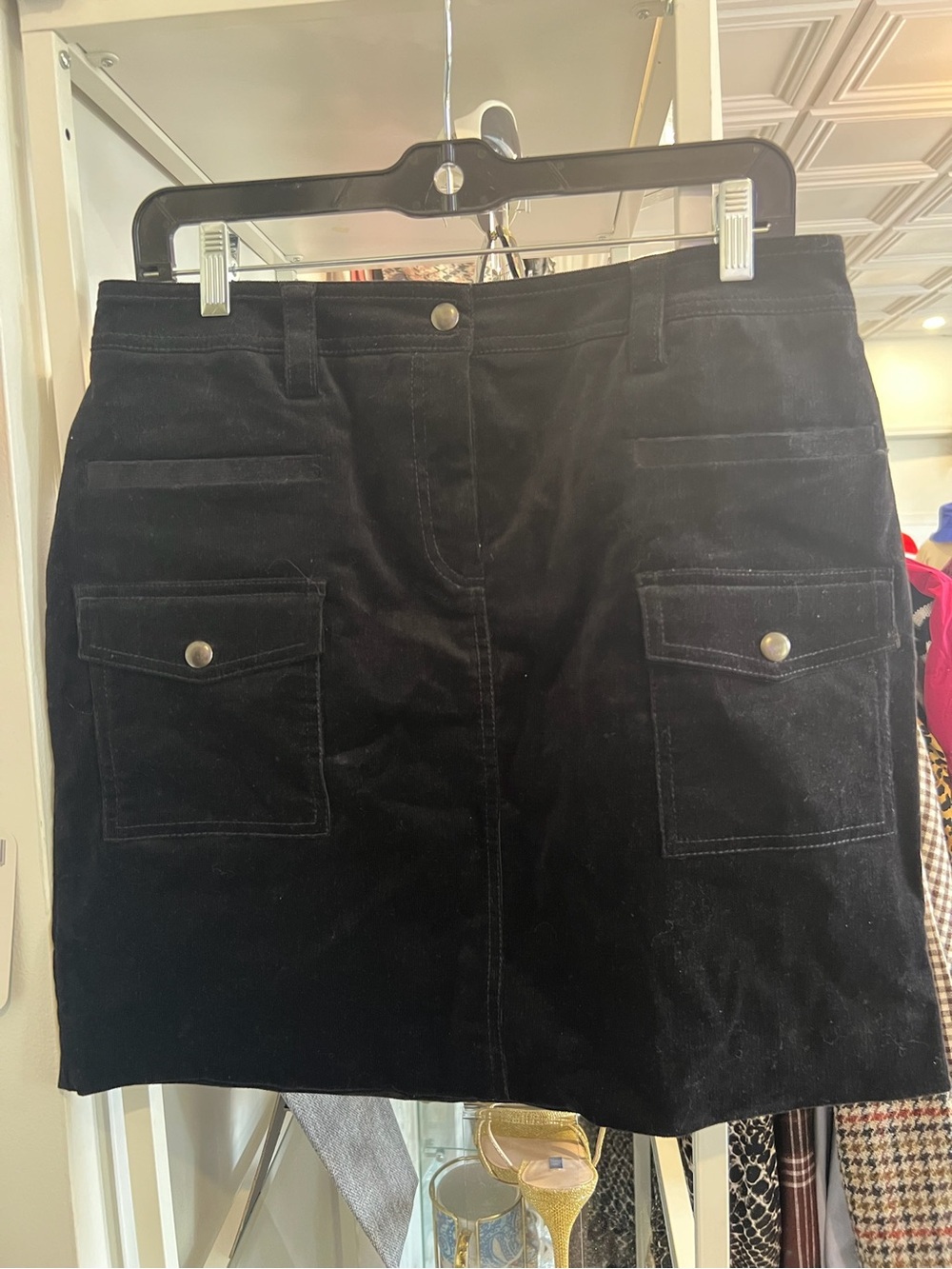 J. Crew vintage Black Corduroy Pocket Mini Skirt